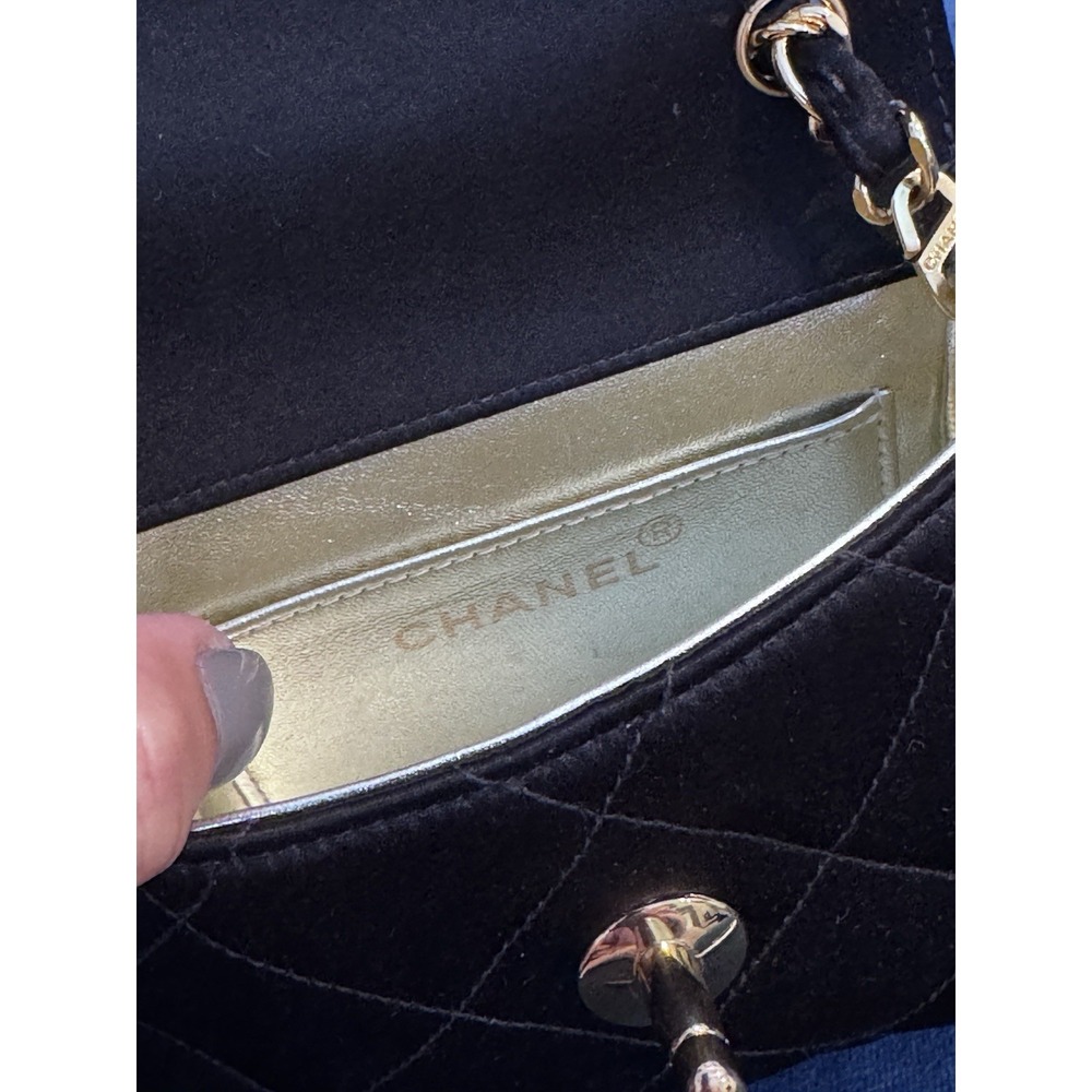 Vintage Chanel Black Satin‎ Mini Square flap Crossbody Bag - Picture 6 of 14